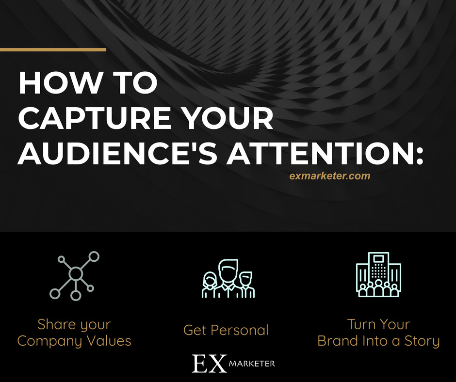 Ex_Marketer's tweet image. The KEY How to Get the Audience's Attention

-Share Your Company Values
-Get Personal 
-Turn Your Brand Into a Story

Learn more about our Services 👉exmarketer.com

 #smm  #digitalmarketing #marketing #websitedesigning #digitalmarketingexpert #funnelmarketing #socialads