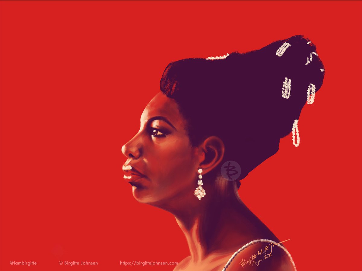 Digital painting of the late and great singer Nina Simone.