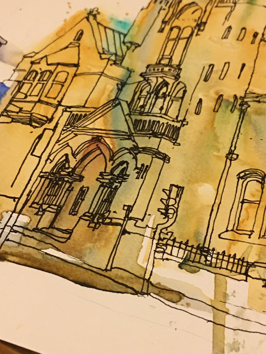 LizAckerleyArt's tweet photo. Out and about drawing in #Ashton today #ashtonlibrary - part of my #AboutAshton series - will be on show in the #markethall from March19th @TamesideCouncil https://t.co/Jw83lQGos0