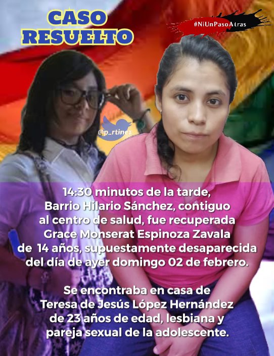 Un caso más que los #Golpistas quieren utilizar para dañar la imagen de #NicaraguaSiempreLinda, esclarecido para tranquilidad de tod@s.

Supuesta desaparecida viviendo un affaire con otra hija del arcoíris. 
<a href="/RTultimahora/">RT Última Hora</a> <a href="/ANIS_DDOS/">ANIS 🇳🇮 🇵🇸</a> <a href="/Martha_Elena16/">🅼🅰🆁🆃🅸🅽🅰 ♥🖤 🐲 🇳🇮</a> <a href="/J_Ethan19/">Sapito!🐸🔴⚫</a> <a href="/Rigosandino1/">#PoliciaVoluntaria</a>