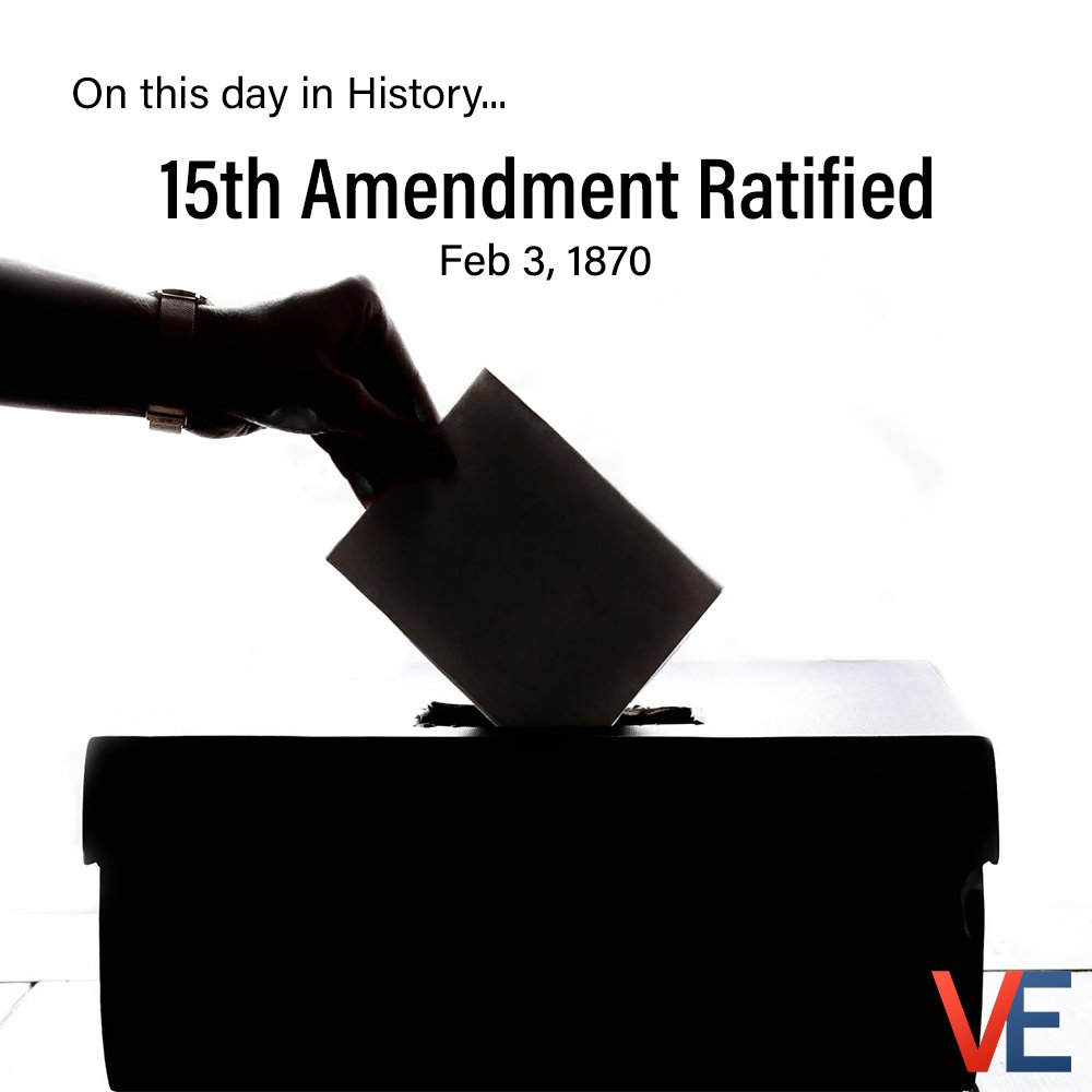 VoterEngage's tweet photo. On this day in 1870, the 15th amendment was ratified, which states: “The right of citizens of the United States to vote shall not be denied or abridged by the United States or by any State on account of race, color, or previous condition of servitude.”

#vote #voterengage https://t.co/twRyESFVYY