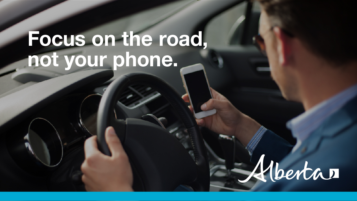 ABTransComm's tweet photo. Focus on the road, not your phone. 

Learn more about  distracted driving under Alberta’s legislation: https://t.co/9dHAjY2nrG #ABRoads https://t.co/QADNrrzjox