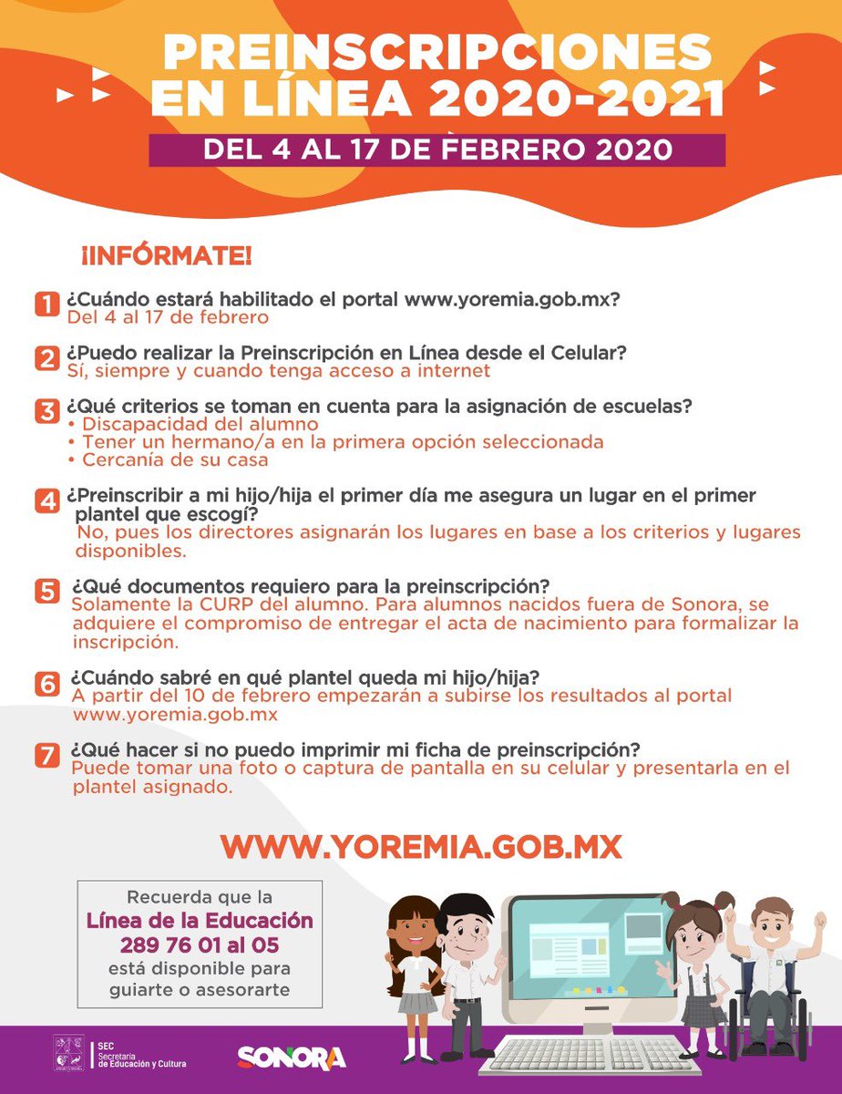 SECSonora's tweet photo. Presentamos respuestas a las #PreguntasFrecuentes sobre las #PreinscripcionesEnLínea, así como la Línea de la Educación para cualquier consulta 👍 ⬇️ https://t.co/5zISOm6nFJ