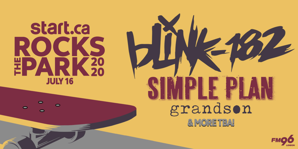 simpleplan's tweet photo. BIG show announcement to kick off the week! 🤘🏻⚡️🤘🏻
We’ll be joining our good friends @blink182 in London, ON this summer for @RockTheParkLDN Pre-sale starts Thursday 10AM ET &amp; you can use code JUSTAKID to get your tix first! Can’t wait to hang with you on July 16th 🇨🇦🇨🇦🇨🇦#RTP2020 https://t.co/D6p5lCNtRZ