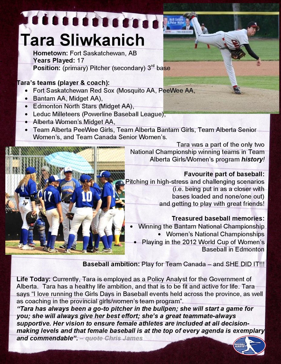 Check out our latest player spotlight on former Team Alberta and Team Canada pitcher <a href="/Tsliwk/">Tara Sliwkanich</a> !