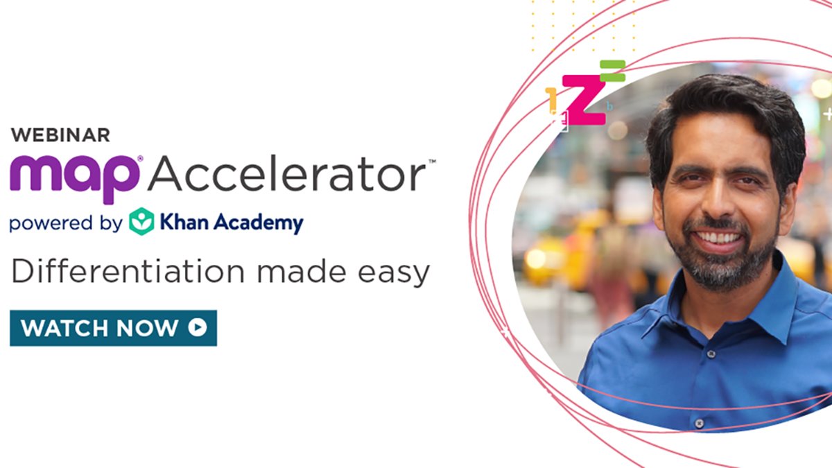 NWEA's tweet photo. NOW STREAMING: Our webinar with Sal Khan of @khanacademy and Joel Thomas of #NWEA demonstrating #MAPAccelerator, our powerful new personalized learning tool. https://t.co/54cxz1Hsew #edtech #edchat https://t.co/OGHtESpJZe