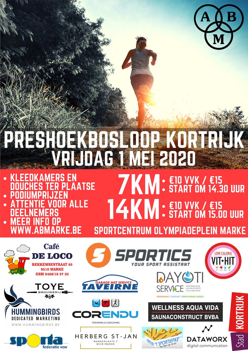 abmarke's tweet photo. De kogel is door de kerk! Op 1 mei organiseert ABM de Preshoekbosloop #Kortrijk. De allereerste echte Kortrijkse trail in en rond het Preshoekbos met #Marke als epicentrum! 
Info en inschrijven via https://t.co/EuTS8GR2R1 

#running #trails #trailrunning https://t.co/MOuCX3adEq