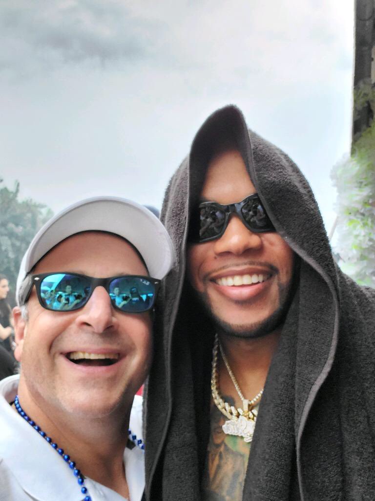 caralately's tweet photo. @official_flo did you enjoy the company of my boss, Attorney Bergel, as much as he did yours? #bromance #brotherfromanothermother #gronkssuperbowlparty https://t.co/kmupOrwcl7
