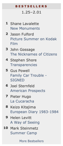 shanelavalette's tweet image. Thank you for making "New Monuments" the best seller on @photoeyebooks. In good company!