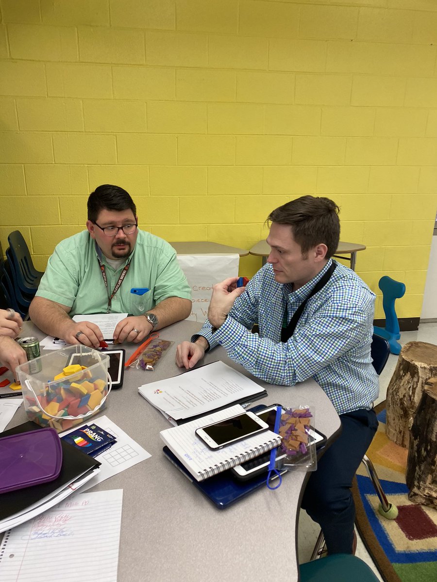 Gr2Stanley's tweet image. Grandview Elementary teachers investigating fractions! #kcslearning2020