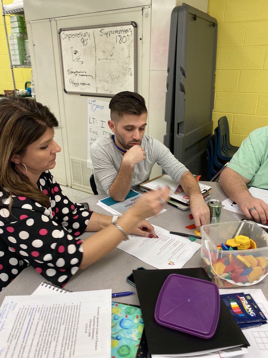 Gr2Stanley's tweet image. Grandview Elementary teachers investigating fractions! #kcslearning2020