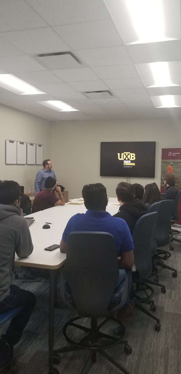 Great presentation by Rob Rozon today @CambrianRnD for <a href="/cambriancollege/">Cambrian College</a> students participating in the Student Innovation Challenge.  Rob talked about what it takes to be a successful entrepreneur and how he came up with the idea for the UXB12 charging station.