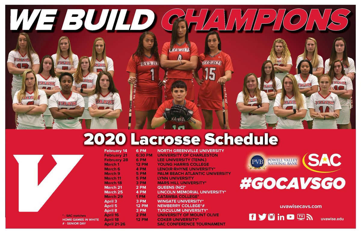 UVA_Wise_Lax's tweet photo. How about a little Motivation Monday instead of Memory Monday? Your UVA-Wise 2020 Women’s Lacrosse team poster!  #GoCavsGo https://t.co/T7oaGft7Oo