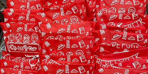 Prep bags in the warehouse before being delivered