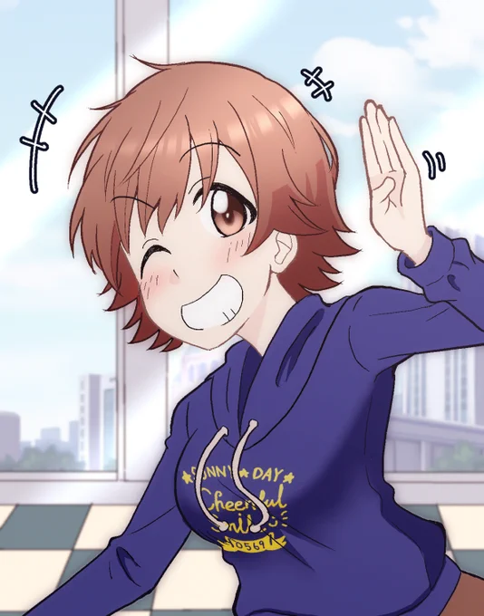 これは未央に背中をバシッと叩かれて「おはよっプロデューサー!」って挨拶されてぇなぁという絵です 