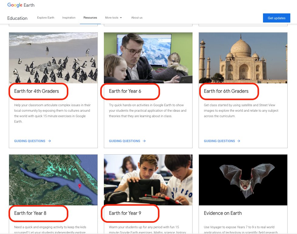 geoff_jo's tweet photo. I had no idea that #googleearth had resources labelled by grade and topic. Easy integration. https://t.co/ZXxGj4K76Z https://t.co/F3913dPjKS