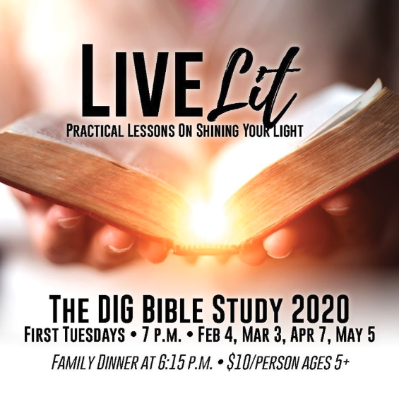 The DIG returns tomorrow! Join us for family dinner, praise &amp; worship and the lesson of the month. Dinner is $10/person and can be purchased on our website, app or at the door. Dinner begins at 6:15pm and class begins at 7pm. #LiveLIT #TheDIG