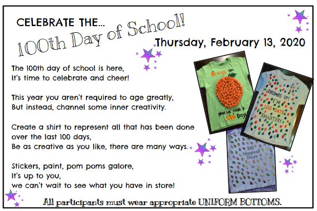 Celebrate the 100th Day of School with Us!!
