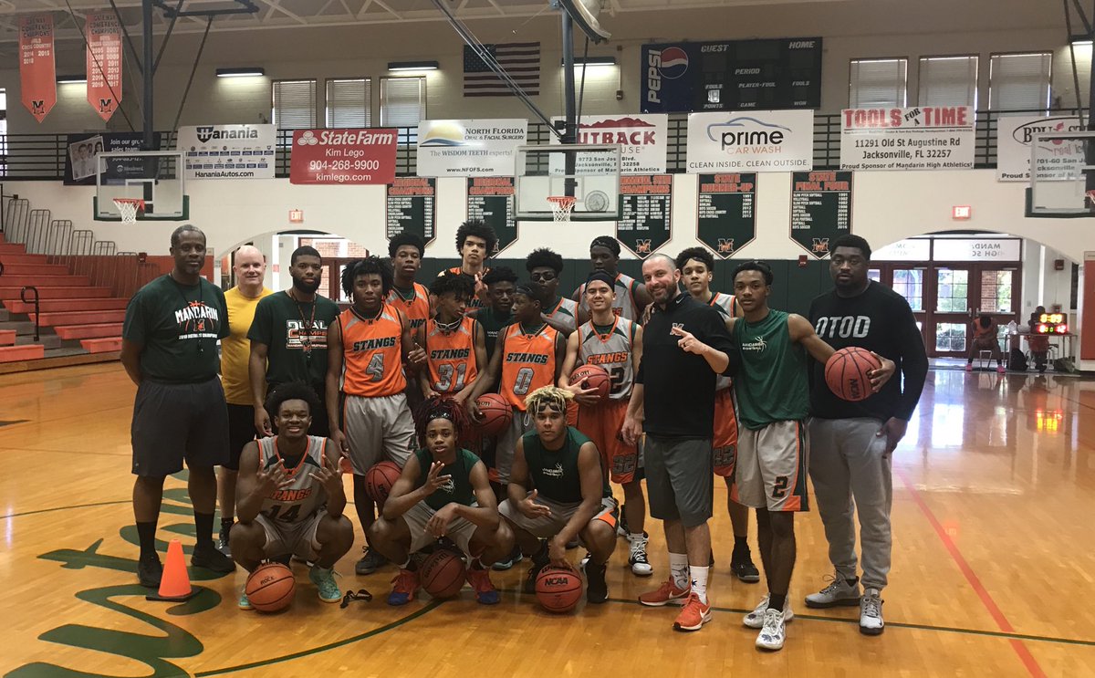 Practice Challenge #3. Final Score-  ⁦<a href="/MHS_StangBball/">Mandarin Basketball</a>⁩ A lot ⁦<a href="/JohnKniseleyII/">Principal Kniseley</a>⁩ ⁦⁦<a href="/MHSsportszone/">Mandarin High Sports</a>⁩ -A Little. Phenomenal coaching staff and  great group of hardworking young men right here. Come on out Wednesday night as we take on Bolles! Go Mustangs!