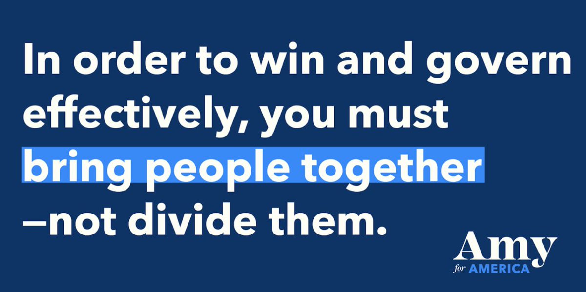 TeamAmyIowa's tweet photo. To be a progressive you have to make progress. That means uniting this country to get things done! 

That’s @AmyKlobuchar’s plan. #IACaucus https://t.co/nsWFDzzq9W