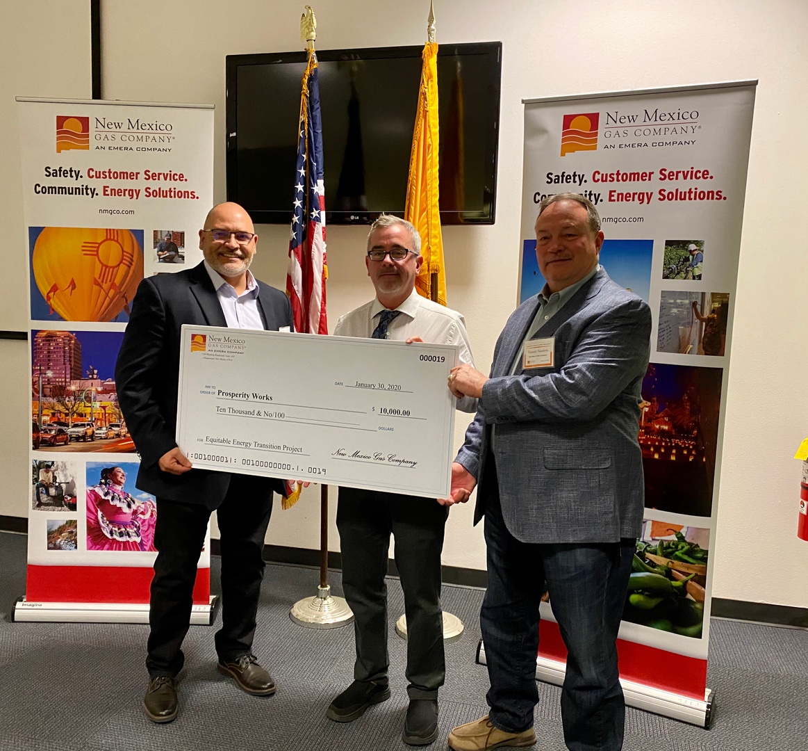 ProsperityWork's tweet photo. Last week we were lucky enough to be a recipient of one of @nmgasco #EconomicDevelopment grants. This grant money will go directly towards providing #equitableenergy work and cost reduction for low-income families. Thank you to New Mexico Gas Company for your support. https://t.co/ptOT42aqIa
