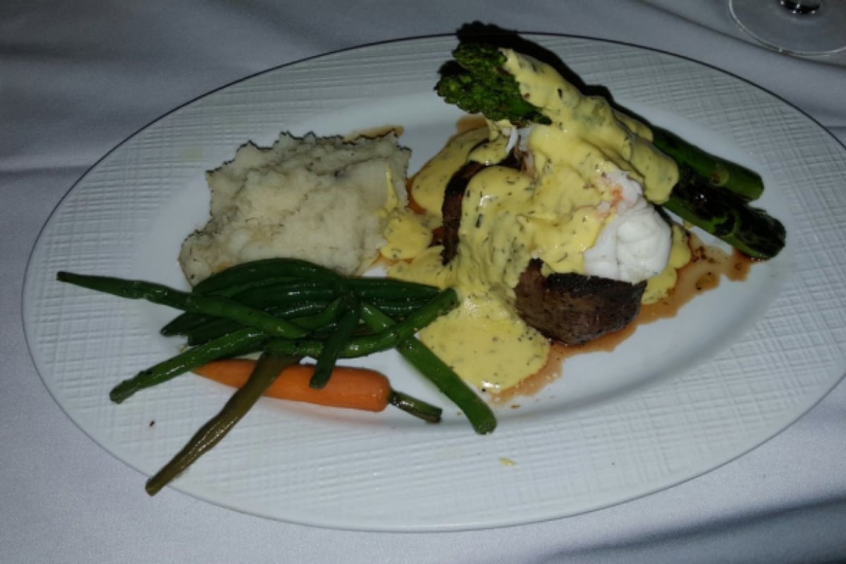 Our Filet,  Neptune style with a creamy bernaise,  YUM!