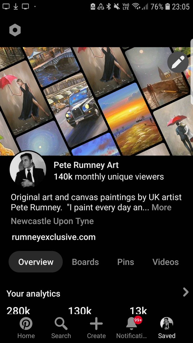 Pete_Rumney's tweet photo. My pinterest monthly viewings has skyrocketed to 140k a month 😮. Ive done this by cosistently adding new pins every day, you can do this too just keep adding new pins each day to build it up 😁😁 #lotsofviewers #keepbusy #workethic https://t.co/kutLta40RM