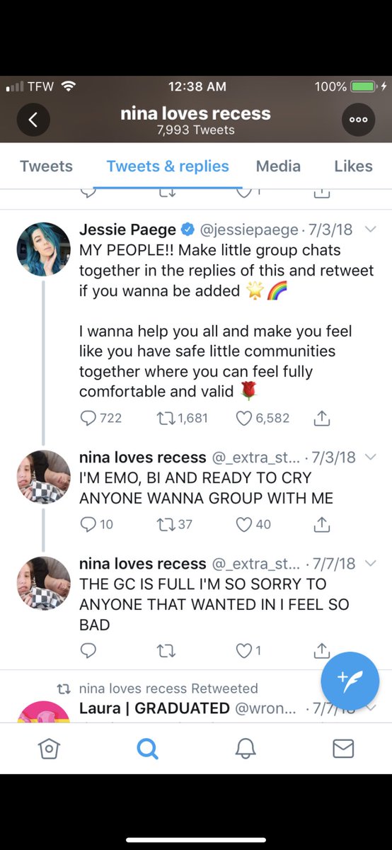 LexiB091's tweet photo. i just noticed this today, july 3 2018 jessie tweeted this, bringing me and @PolygraphEyes18 together, exactly one year later, july 3 2019, we met <3, crazy coincidence, thanks @jessiepaege :) https://t.co/5CNSg7ryqa