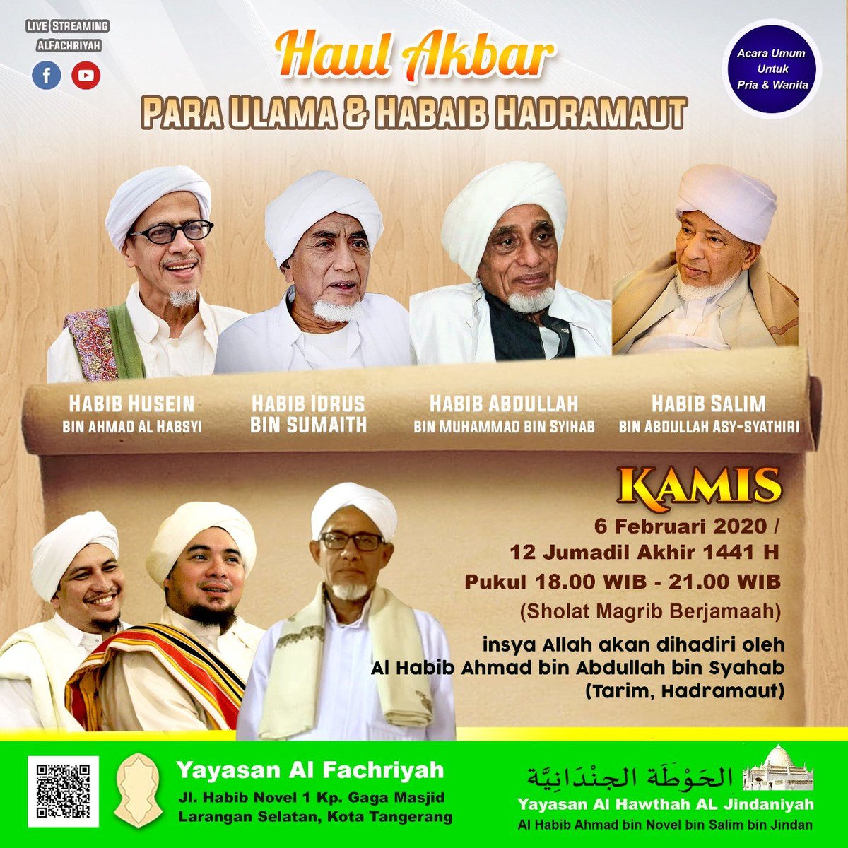 JadwalMajelis's tweet photo. HAUL AKBAR PARA ULAMA dan HABAIB HADRAMAUT 

https://t.co/eLiHxSFiox
  
*Sebarkan dan Raih Pahala Dalam Mengajak Kebaikan* 
#EventTangerang #JadwalMajelisTangerang #JadwalMaulidTangerang #NgajiYukTangerang #TangerangBersholawat #TangerangMengaji https://t.co/7zVUdKOqmH