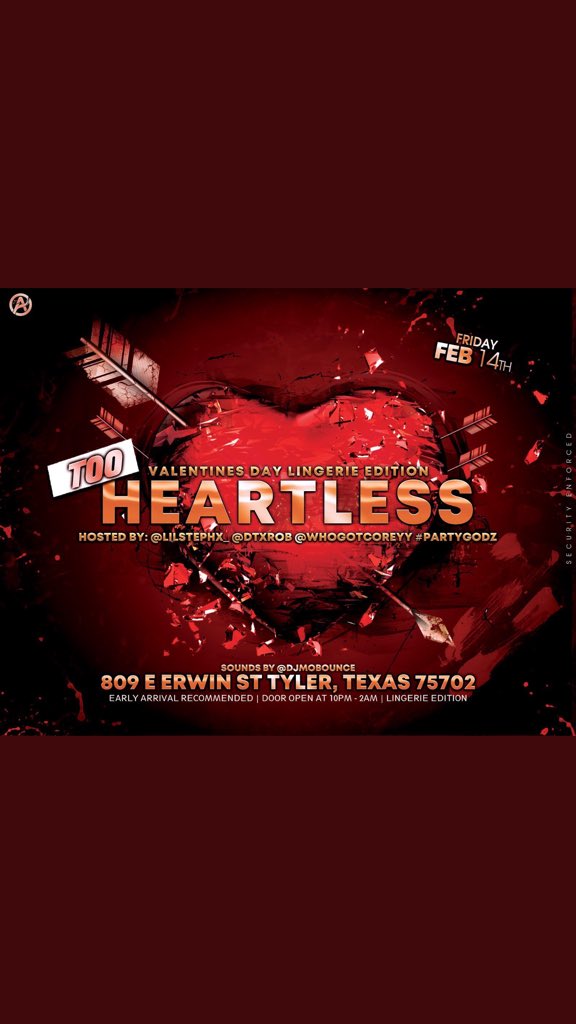 kevieekev's tweet photo. #TooHeartless In Full Effect February 14th 😛
809 E. Erwin St Tyler, Texas 75702 📌
Come T’Up & Make TC Great Again #MTCGA 🥴 https://t.co/dxAJQWyhk5