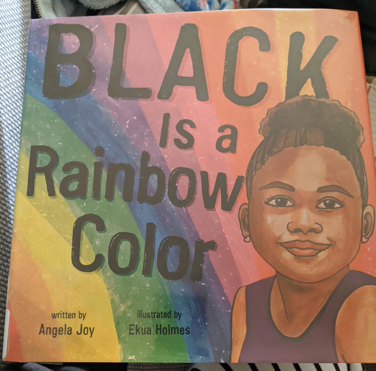 Black is a Rainbow Color by @AngelaJoyBlog. Covers the beauty of Black people and history w/o making that the focus. There is a playlist in the back and poetry. Share a copy with a classroom, every classroom should have it. #BlackHistoryMonth #fakequitybooks #authorofcolor