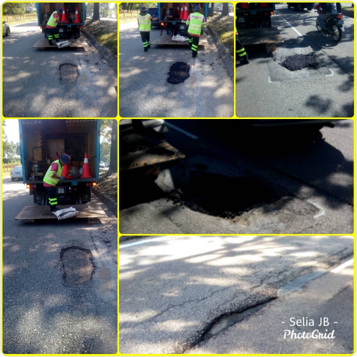 jb_selia's tweet photo. Tampalan jalan sementara di Johor Bahru ketika Operasi Selamat sempena Raya Cina di Johor. #RO1 #RoadPatching #ZonSelatan #JohorBahru #Pontian #Kulai #SeliaGroup https://t.co/WvVG4W43rO