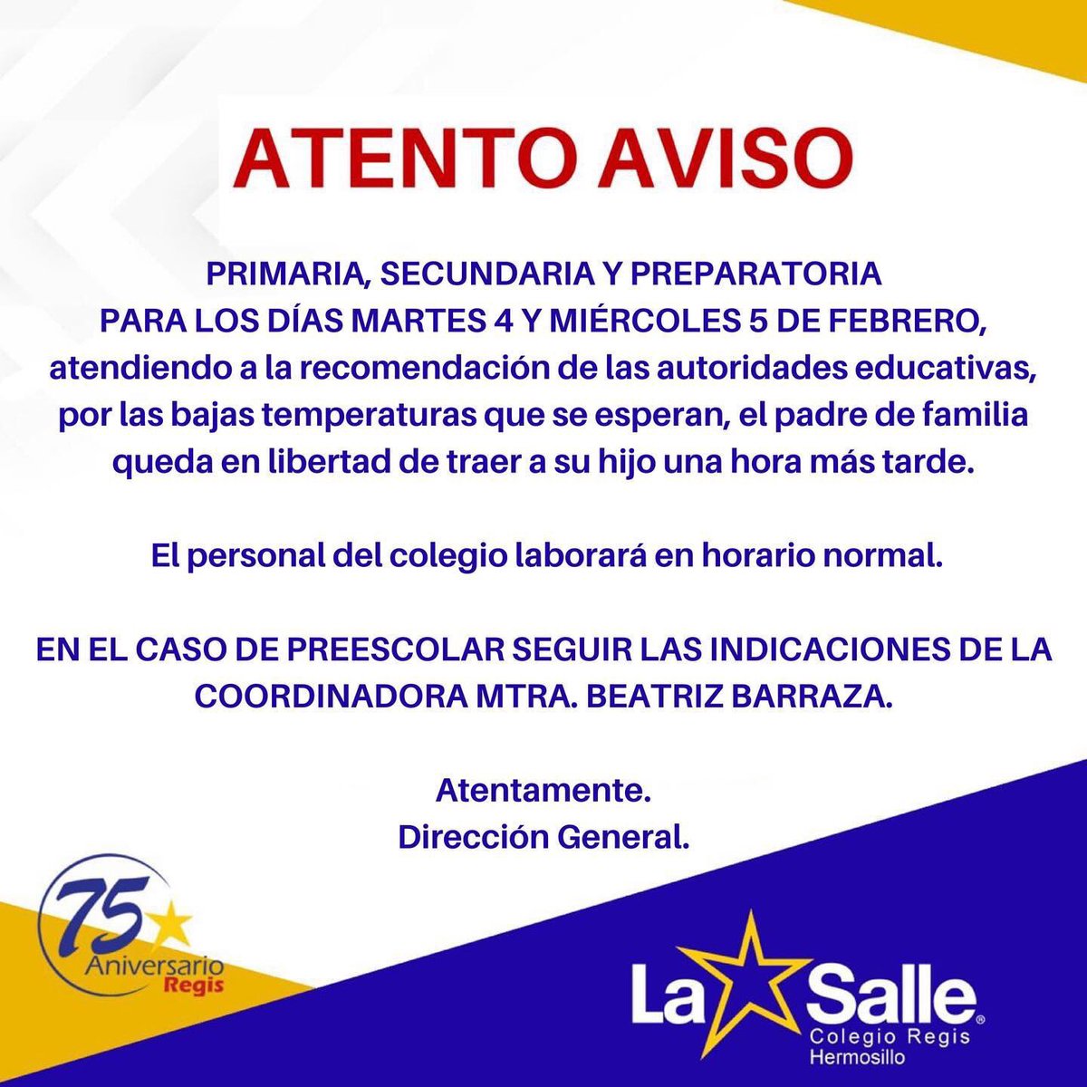 ColegioRegis's tweet photo. ATENTÓ AVISO https://t.co/CwAOH9AKHO