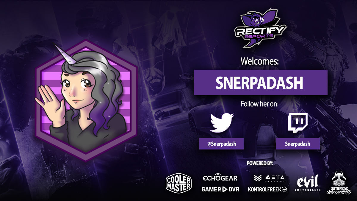 RectifyEsports's tweet photo. We have a new member joining the Rectify Twitch Family!
Welcome @Snerpadash!
Follow her on Twitch as well - https://t.co/hhPhx74h2O
#FearTheSting
#RectifyTwitch https://t.co/Vx6AexD8LZ