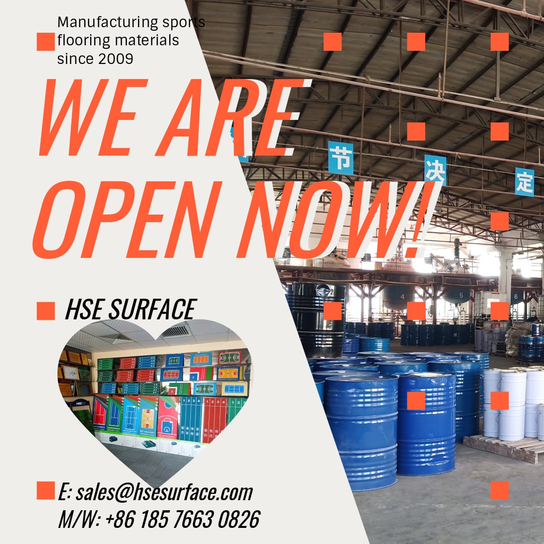 hsesurface's tweet photo. Despite all the difficulties, we are open now. #sportsurfaces #sportsflooring #flooring #flooringinstallation #flooringmaterials #syntheticflooring #tracknfield #multipurposecourt #playgroundsurface #epdmrubber #safetyflooring #pourinplace #wetpour #rubberflooring https://t.co/gUFMEsab4V