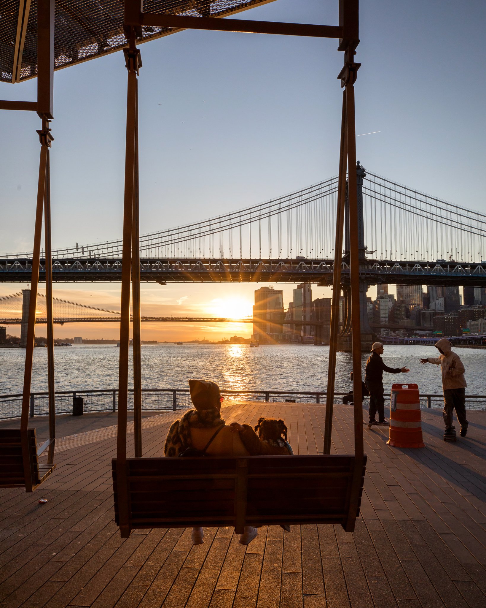 NYC Parks on X: 📍Pier 35. Sunset + porch swings + a double