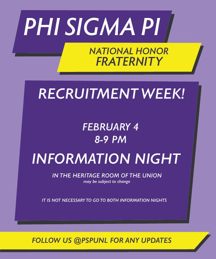 If you couldn't make it to the Information Night tonight, we are having another one TOMORROW from 8-9PM in the Heritage Room at the Union.

If you are interested in learning more about our honors fraternity, please stop by! 💜💛