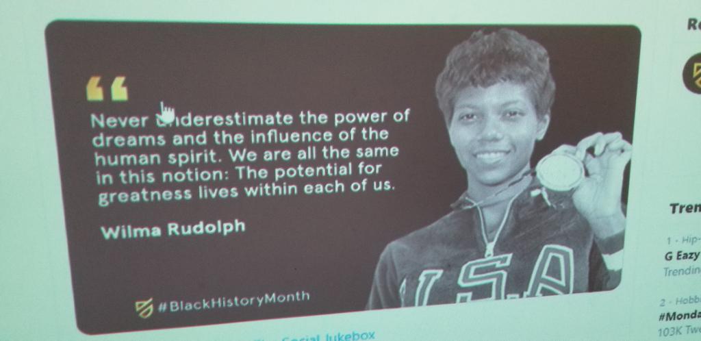 MrsKiebler's tweet photo. We read this inspirational story, Wilma Unlimited, about Olympic gold medalist, Wilma Rudolph. Such power in perseverance!!! #BlackHistoryMonth https://t.co/W9dFRpsPLw