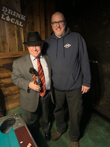 cmichprez's tweet photo. Tonight was I invited to @HuntersMtP for a surprise...thank you to the CMU Fermentation program for producing another batch of Presidential IPA. Thank you to Ed from @EdsBeerTaps for the customized beer tap!! Thank you @AlfordCMUAD for pulling it all together.  @davieshat!! https://t.co/YUgDnZhRxQ