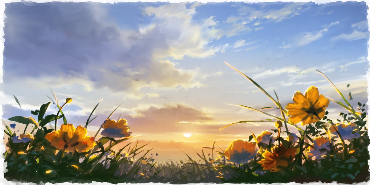 Odaartworks ラフイラストです 秋の夕景 イラスト 風景画 T Co Qwfcmhtsan Twitter