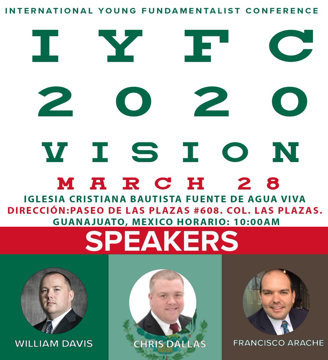 YPDavis_'s tweet photo. Excited to announce the next IYFC. March 28 2020 in Mexico!
If you are in the area please join @FranciscoArrac1 
@EvChrisDallas and myself for this great youth conference. 
#vision
#iyfc
#yplife https://t.co/Z1D5ygmXmW