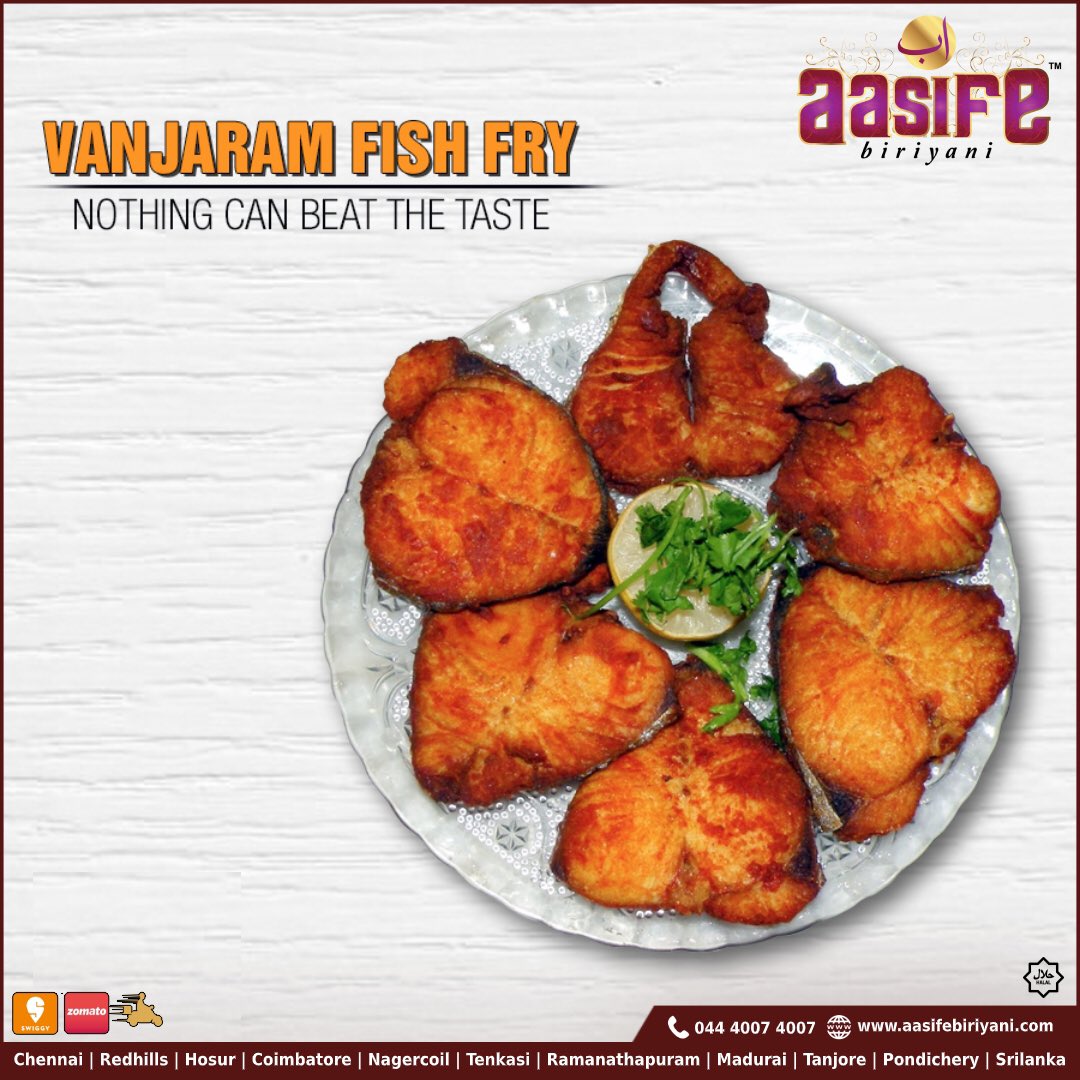 BiriyaniAasife's tweet photo. Spicy and Tasty #Vanjaram # FishFry fried to perfection for the seafood lovers.
For Online Booking: https://t.co/ssQ4hMZHV6
Contact : 044 4007 4007
#Chennai #Redhills #Hosur #Coimbatore #Nagercoil #Tenkasi #Pondichery #Srilanka #Ramanathapuram #Madurai #Tanjore #Tirunelveli https://t.co/YyhMT7uRMJ