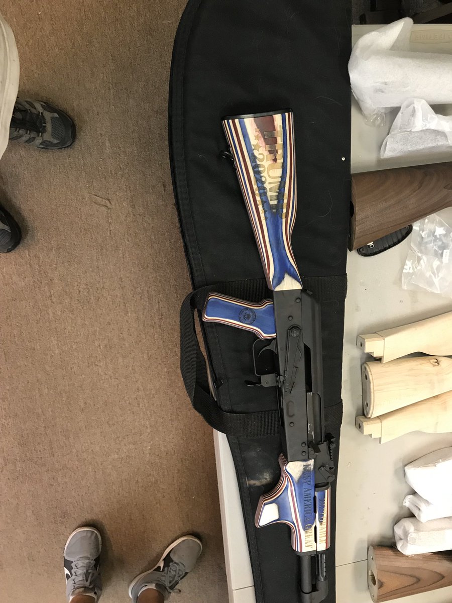 cheftenille's tweet photo. @realDonaldTrump @DonaldJTrumpJr @seanhannity check out this beautiful gun stock my friend made!! He does custom work!! Says it all!! Trump 2020 https://t.co/2x8yyI7U4W