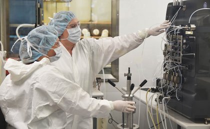 Researchers in a lab setting