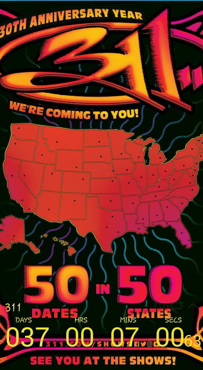 ruiz311est's tweet image. I guess we have to go to 5 shows plus 311 day this year 😁 Is that Lawrence, KS???!!! Been 15 years.. but we can hope!  🤟👽🤙 KC is great but that would be amazing! #CountdownToUnity #311day2020 #30yearsof311 @311 @pnut @NickHexum @YoureA311FanIf