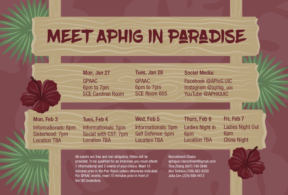 APhiG_UIC's tweet photo. thank you to everyone that came out to our informational & sisterhood today! We have more events coming up this week! You dont wanna miss it! ☺️🌺🌴💛 #Ohana #aphig #alphaphigamma #lambdachapter https://t.co/uy0l9bemkD