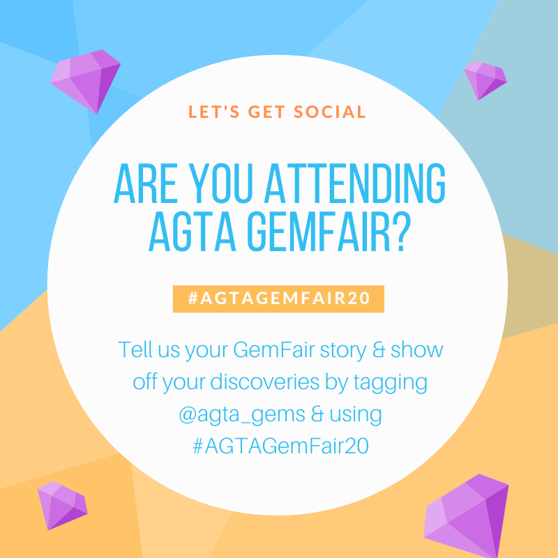 agta_gems's tweet photo. Planning on attending AGTA GemFair™ Tucson?! Tell us your GemFair story &amp; show off your discoveries by using #AGTAGemFair20. 
.
We can't wait to see you all! 
#AGTA #AGTAMembers #BuyAGTA #AddMoreColorToYourLife #AGTASpectrum19 https://t.co/W8hB5Q4Orz
