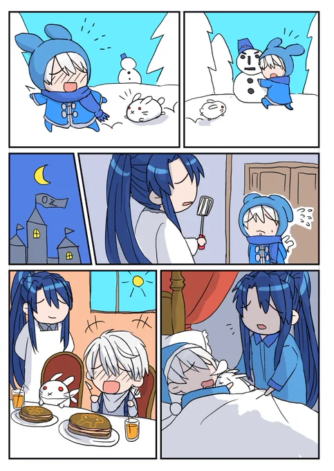 オズとアーサーと雪うさぎとパンケーキの思い出 #まほやく_FA 