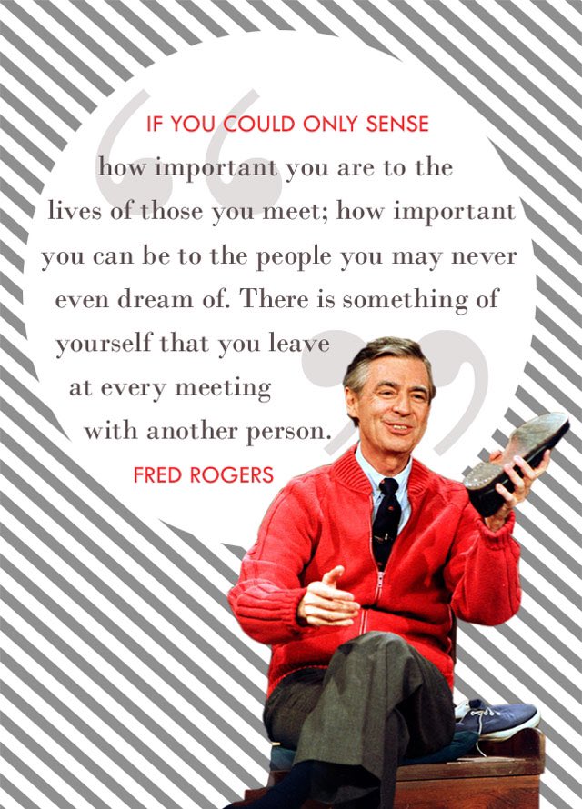 MrRogersStory's tweet photo. I’m not sure who needs this right now, but as I sit and listen to these words I want everyone to know that you are worth every bit. You are valuable. You possess more than you imagine. All from just being you. And that’s the best thing to be, yourself. https://t.co/SRuu1NGVjT