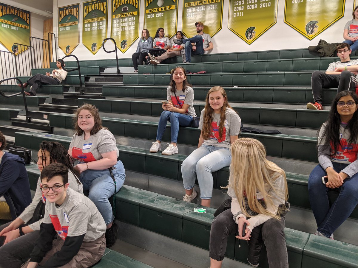 dangmschang's tweet photo. Currently: how are our kiddos doing? Some are burnt out, some eagerly watch from above, some technically break house rules to go observe close up and collect swag during the madness...  #askforgiveness #notpermission 😂#D204Caucus #MikvainIowa #IowaCaucus https://t.co/tjmsolVx1J